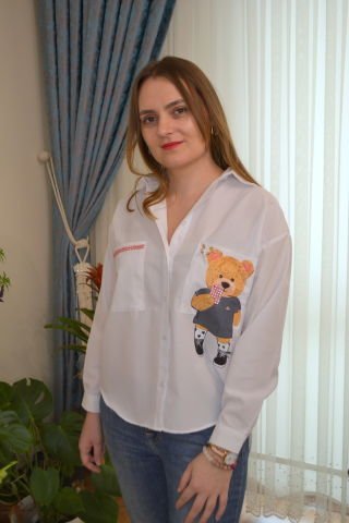 Selfi Ayıcık Taşlı Arkası Düz Gömlek