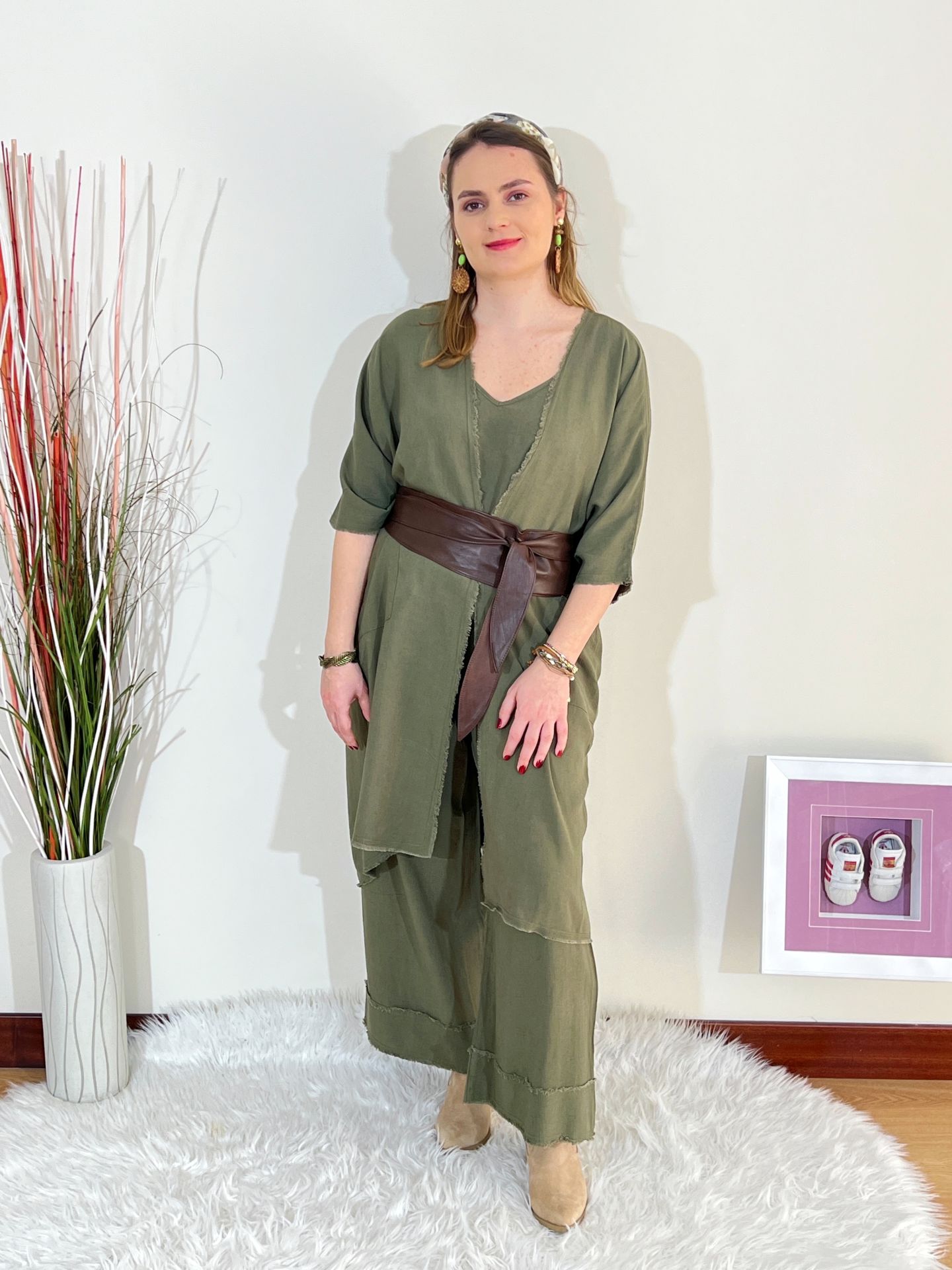Püsküllü Kaftan - Haki