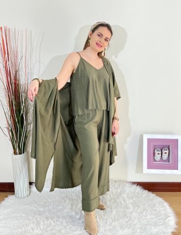 Püsküllü Kaftan - Haki