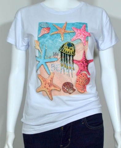 Taşlı Deniz Kabuklu T-Shirt