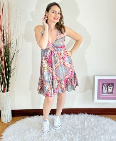 Sırt Detaylı İpek Mini Elbise - Pembe