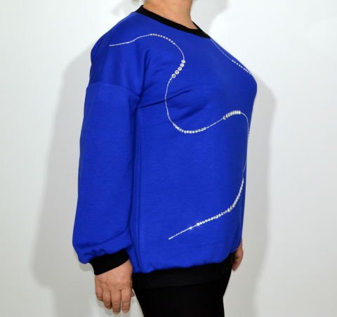 Taşlı Sweatshirt - Saks