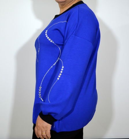 Taşlı Sweatshirt - Saks