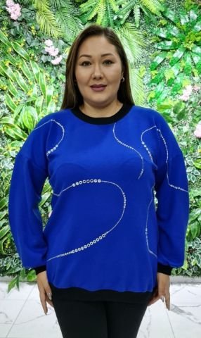 Taşlı Sweatshirt - Saks