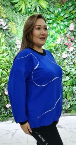 Taşlı Sweatshirt - Saks